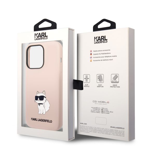 Karl Lagerfeld iPhone 14 Pro Silicone Choupette (KLHCP14LSNCHBCP) hátlap, tok, rózsaszín