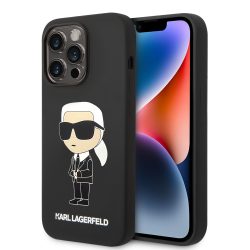   Karl Lagerfeld iPhone 14 Pro Silicone Ikonik (KLHCP14LSNIKBCK) hátlap, tok, fekete