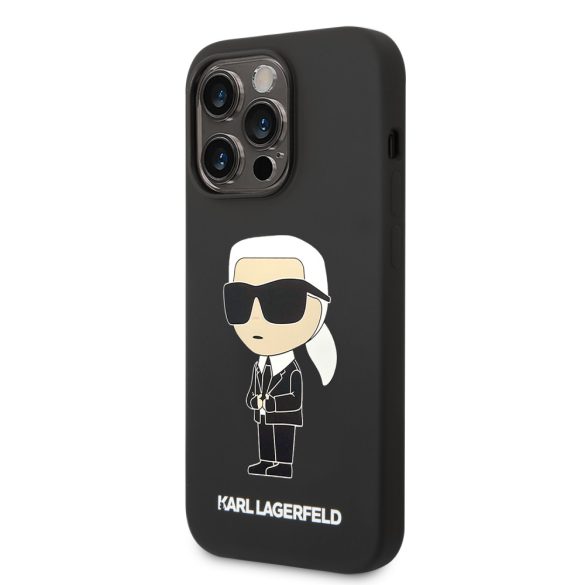 Karl Lagerfeld iPhone 14 Pro Silicone Ikonik (KLHCP14LSNIKBCK) hátlap, tok, fekete