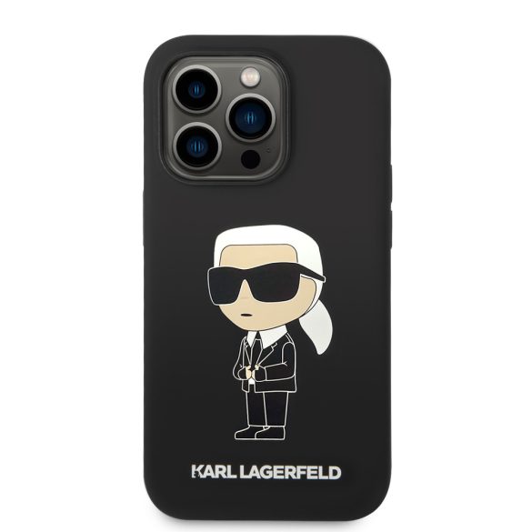 Karl Lagerfeld iPhone 14 Pro Silicone Ikonik (KLHCP14LSNIKBCK) hátlap, tok, fekete