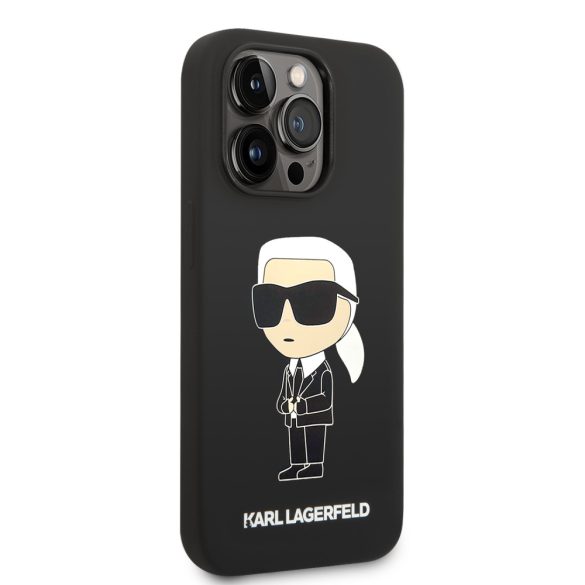 Karl Lagerfeld iPhone 14 Pro Silicone Ikonik (KLHCP14LSNIKBCK) hátlap, tok, fekete