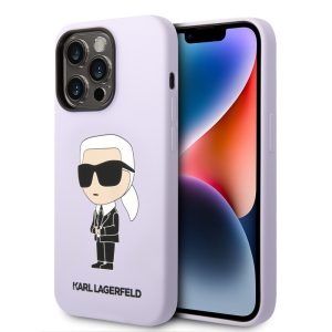 Karl Lagerfeld iPhone 14 Pro Silicone Iconic (KLHCP14LSNIKBCU) hátlap, tok, lila