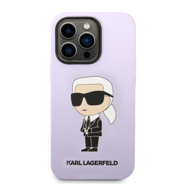 Karl Lagerfeld iPhone 14 Pro Silicone Iconic (KLHCP14LSNIKBCU) hátlap, tok, lila