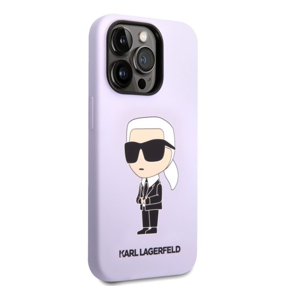 Karl Lagerfeld iPhone 14 Pro Silicone Iconic (KLHCP14LSNIKBCU) hátlap, tok, lila