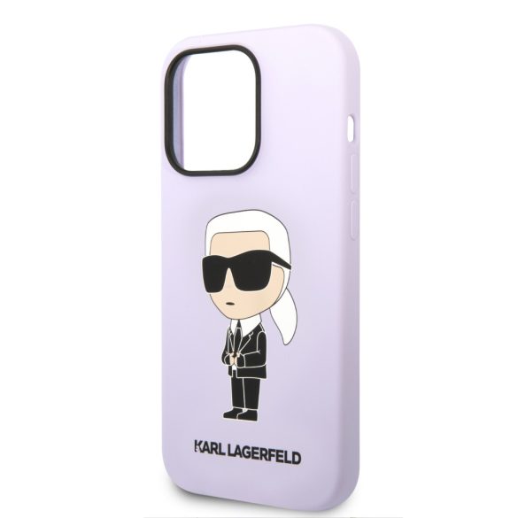 Karl Lagerfeld iPhone 14 Pro Silicone Iconic (KLHCP14LSNIKBCU) hátlap, tok, lila