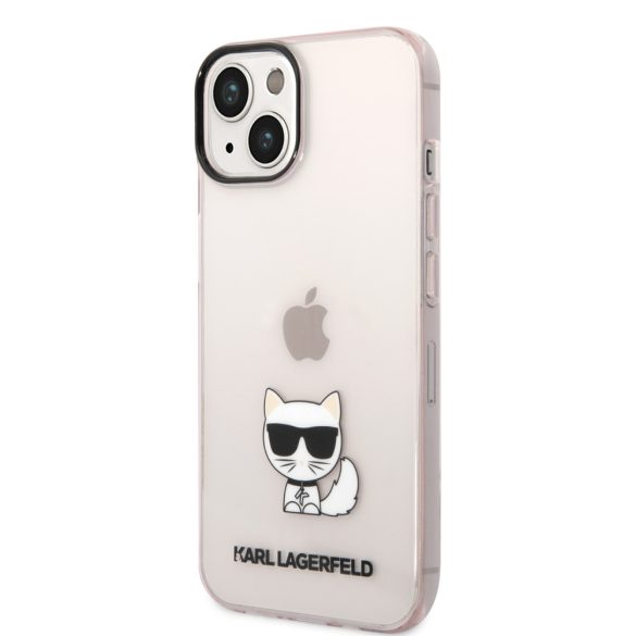 Karl Lagerfeld iPhone 14 Plus Transparent Choupette Body (KLHCP14MCTTRI) hátlap, tok, rózsaszín