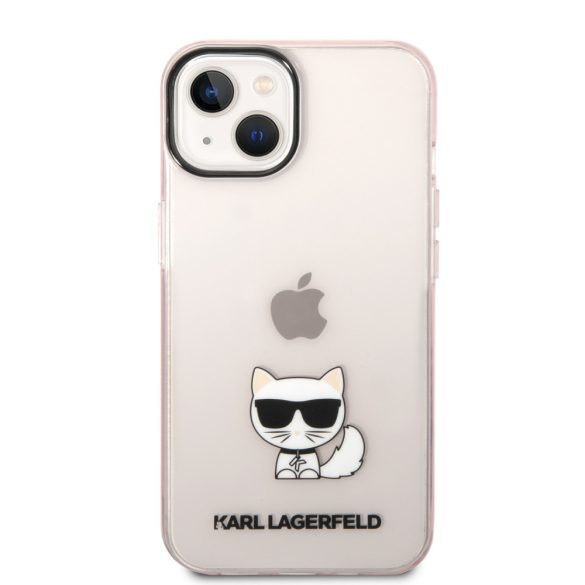 Karl Lagerfeld iPhone 14 Plus Transparent Choupette Body (KLHCP14MCTTRI) hátlap, tok, rózsaszín