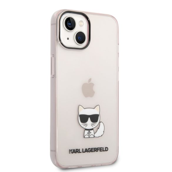 Karl Lagerfeld iPhone 14 Plus Transparent Choupette Body (KLHCP14MCTTRI) hátlap, tok, rózsaszín