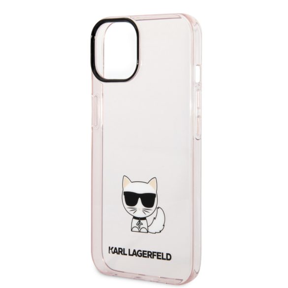 Karl Lagerfeld iPhone 14 Plus Transparent Choupette Body (KLHCP14MCTTRI) hátlap, tok, rózsaszín