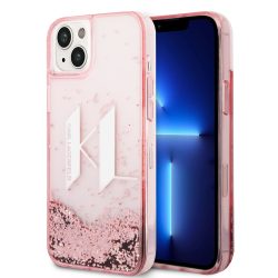   Karl Lagerfeld iPhone 14 Plus Liquid Glitter Big KL (KLHCP14MLBKLCP) hátlap, tok, rózsaszín