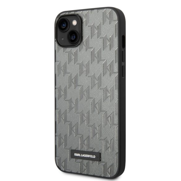 Karl Lagerfeld iPhone 14 Plus Saffiano Mono Metal Logo (KLHCP14MSAKLHPG) hátlap, tok, szürke