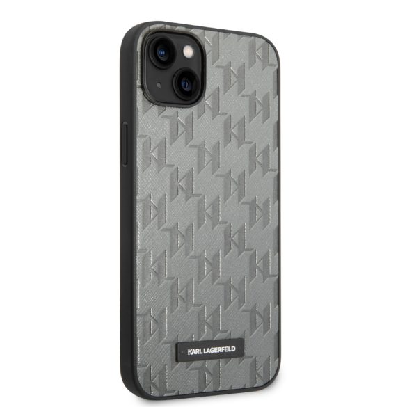 Karl Lagerfeld iPhone 14 Plus Saffiano Mono Metal Logo (KLHCP14MSAKLHPG) hátlap, tok, szürke