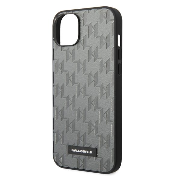 Karl Lagerfeld iPhone 14 Plus Saffiano Mono Metal Logo (KLHCP14MSAKLHPG) hátlap, tok, szürke