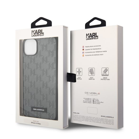 Karl Lagerfeld iPhone 14 Plus Saffiano Mono Metal Logo (KLHCP14MSAKLHPG) hátlap, tok, szürke