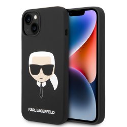  Karl Lagerfeld iPhone 14 Plus Silicone Karl's Head hátlap, tok, fekete