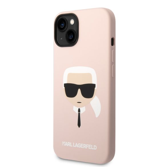 Karl Lagerfeld iPhone 14 Plus Silicone Karl's Head (KLHCP14MSLKHLP) hátlap, tok, rózsaszín