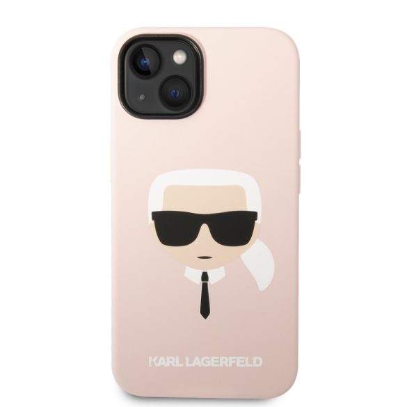 Karl Lagerfeld iPhone 14 Plus Silicone Karl's Head (KLHCP14MSLKHLP) hátlap, tok, rózsaszín