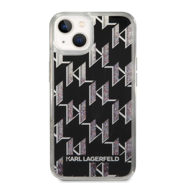 Karl Lagerfeld iPhone 14 Liquid Glitter Monogram (KLHCP14SLMNMK) hátlap, tok, fekete