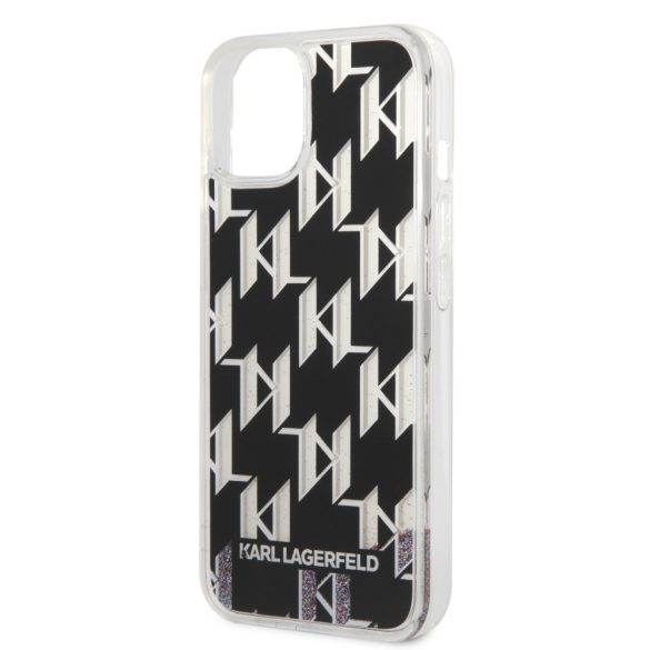 Karl Lagerfeld iPhone 14 Liquid Glitter Monogram (KLHCP14SLMNMK) hátlap, tok, fekete