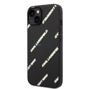   Karl Lagerfeld iPhone 14 Grained Leather Logomania (KLHCP14SPGMLKFK) hátlap, tok, fekete