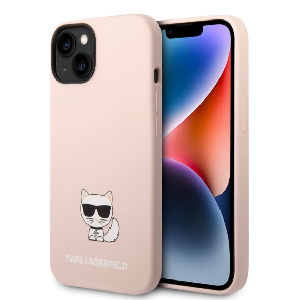 Karl Lagerfeld iPhone 14 Liquid Silicone Choupette (KLHCP14SSLCTPI) hátlap, tok, rózsaszín