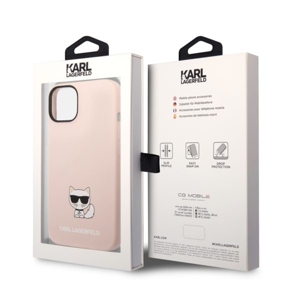 Karl Lagerfeld iPhone 14 Liquid Silicone Choupette (KLHCP14SSLCTPI) hátlap, tok, rózsaszín