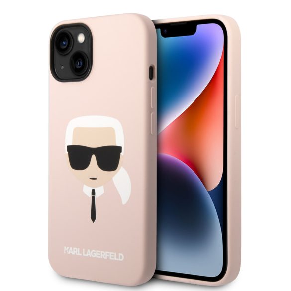 Karl Lagerfeld iPhone 14 Liquid Silicone Karl Head (KLHCP14SSLKHLP) hátlap, tok, rózsaszín