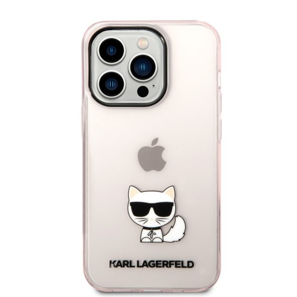 Karl Lagerfeld iPhone 14 Pro Max Transparent Choupette Body (KLHCP14XCTTRI) hátlap, tok, rózsaszín