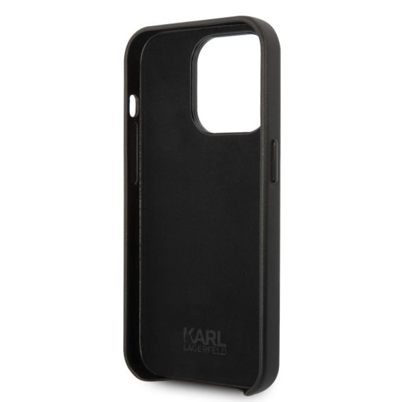 Karl Lagerfeld iPhone 14 Pro Max PU Leather Perforated Logo (KLHCP14XFWHK) hátlap, tok, fekete