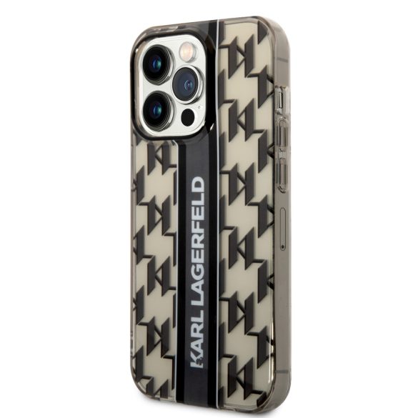 Karl Lagerfeld iPhone 14 Pro Max Monogram Vertical Stripe (KLHCP14XHKLSPCK) hátlap, tok, fekete
