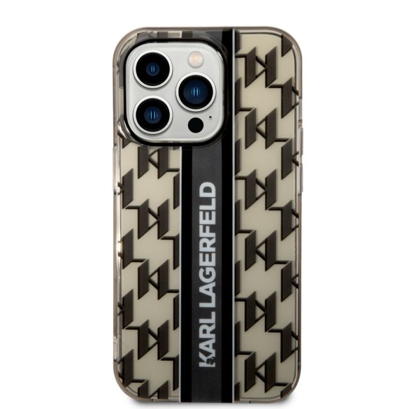 Karl Lagerfeld iPhone 14 Pro Max Monogram Vertical Stripe (KLHCP14XHKLSPCK) hátlap, tok, fekete