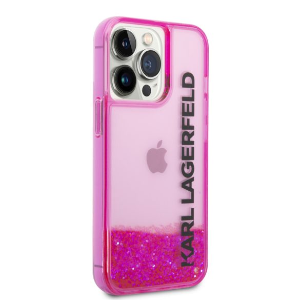 Karl Lagerfeld iPhone 14 Pro Max Liquid Glitter Elong (KLHCP14XLCKVF) hátlap, tok, rózsaszín