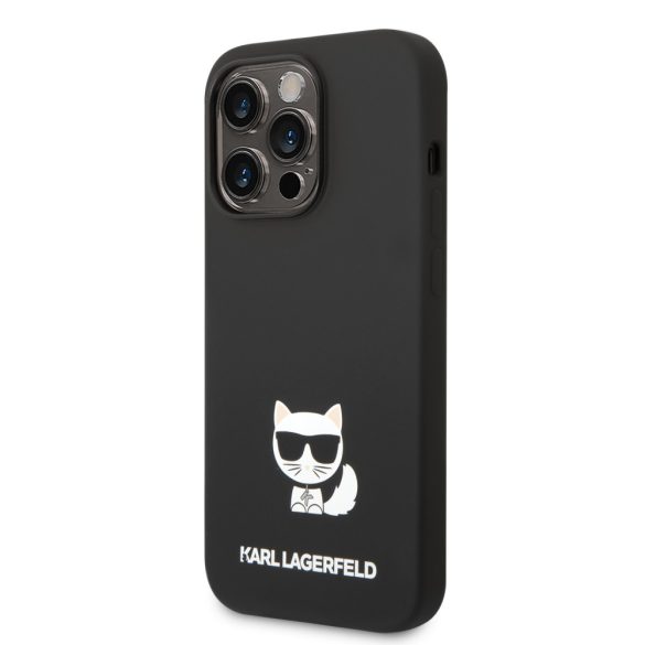 Karl Lagerfeld iPhone 14 Pro Max Liquid Silicone Choupette (KLHCP14XSLCTBK) hátlap, tok, fekete