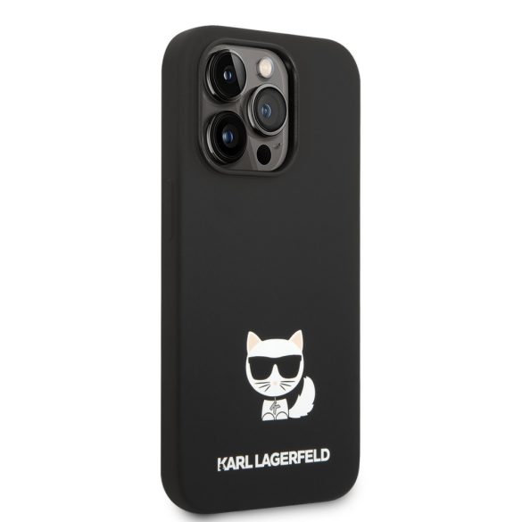 Karl Lagerfeld iPhone 14 Pro Max Liquid Silicone Choupette (KLHCP14XSLCTBK) hátlap, tok, fekete