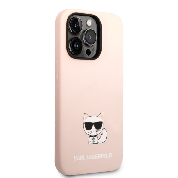 Karl Lagerfeld iPhone 14 Pro Max Liquid Silicone Choupette (KLHCP14XSLCTPI) hátlap, tok, rózsaszín