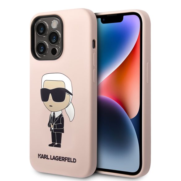 Karl Lagerfeld iPhone 14 Pro Max Liquid Silicone Ikonik NFT (KLHCP14XSNIKBCP) hátlap, tok, rózsaszín