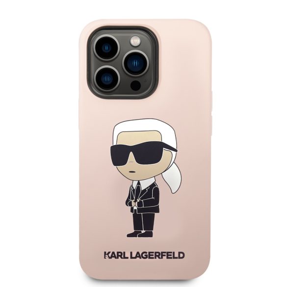 Karl Lagerfeld iPhone 14 Pro Max Liquid Silicone Ikonik NFT (KLHCP14XSNIKBCP) hátlap, tok, rózsaszín