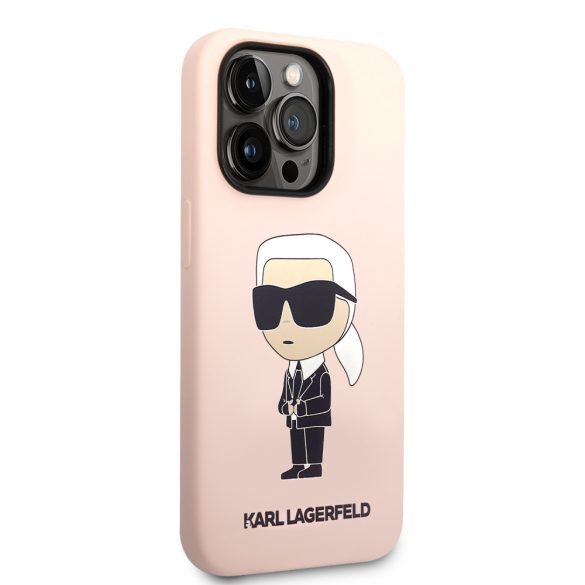 Karl Lagerfeld iPhone 14 Pro Max Liquid Silicone Ikonik NFT (KLHCP14XSNIKBCP) hátlap, tok, rózsaszín