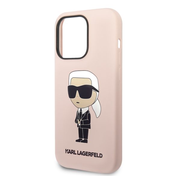 Karl Lagerfeld iPhone 14 Pro Max Liquid Silicone Ikonik NFT (KLHCP14XSNIKBCP) hátlap, tok, rózsaszín