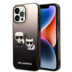   Karl Lagerfeld iPhone 14 Pro Max Gradient Karl and Choupette (KLHCP14XTGKCK) hátlap, tok, fekete