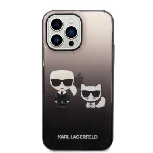 Karl Lagerfeld iPhone 14 Pro Max Gradient Karl and Choupette (KLHCP14XTGKCK) hátlap, tok, fekete