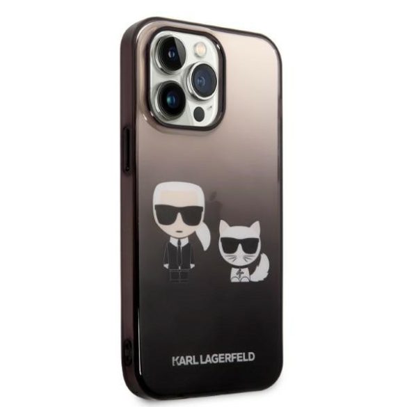 Karl Lagerfeld iPhone 14 Pro Max Gradient Karl and Choupette (KLHCP14XTGKCK) hátlap, tok, fekete