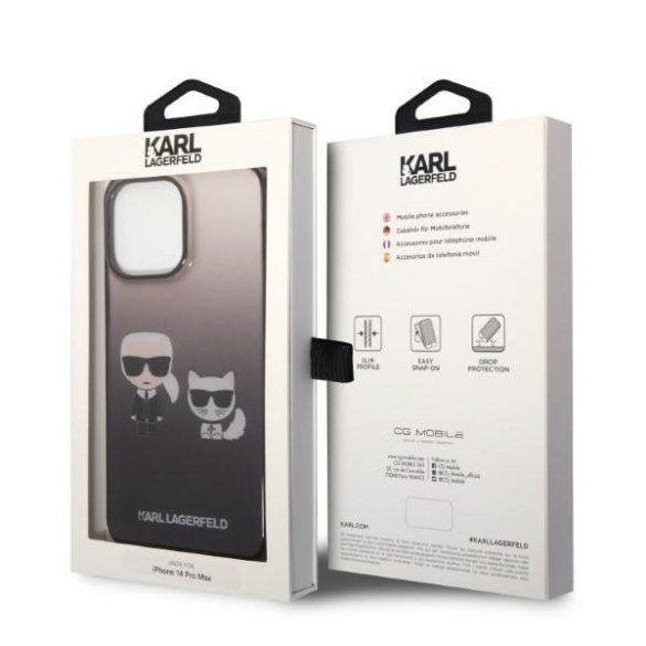 Karl Lagerfeld iPhone 14 Pro Max Gradient Karl and Choupette (KLHCP14XTGKCK) hátlap, tok, fekete