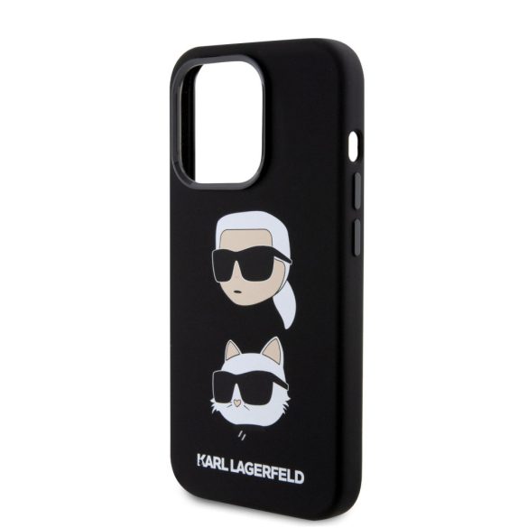 Karl Lagerfeld Liquid Silicone Karl and Choupette Heads Case iPhone 15 Pro (KLHCP15LSDHKCNK) hátlap, tok, fekete