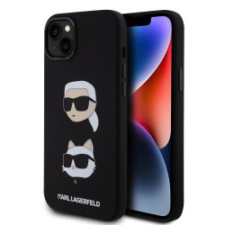   Karl Lagerfeld Liquid Silicone Karl and Choupette Heads Case iPhone 15 Plus (KLHCP15MSDHKCNK) hátlap, tok, fekete