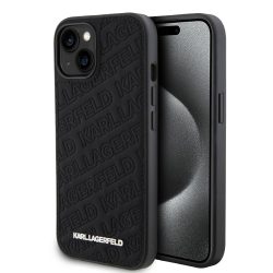   Karl Lagerfeld PU Quilted Pattern Case iPhone 15 (KLHCP15SPQKPMK) hátlap, tok, fekete