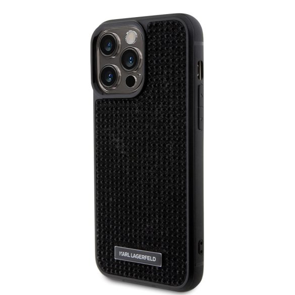 Karl Lagerfeld Rhinestone Plate Metal Logo Case iPhone 15 Pro Max (KLHCP15XHDSPLK) hátlap, tok, fekete