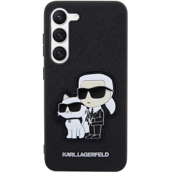 Karl Lagerfeld Samsung Galaxy S23 Saffiano Karl & Choupette (KLHCS23SSANKCPK) hátlap, tok, fekete