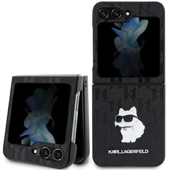 Karl Lagerfeld Samsung Galaxy Z Flip 5 Monogram Choupette Pin (KLHCZF5SAPCHNPK) hátlap, tok, fekete