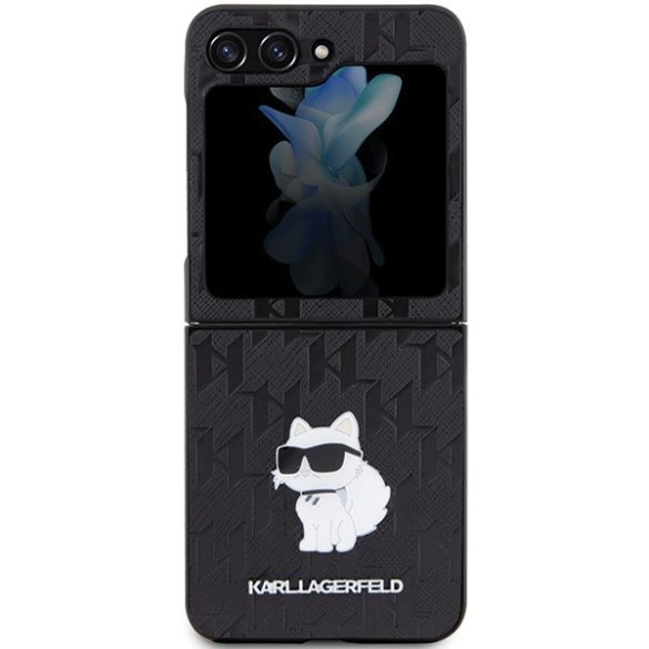 Karl Lagerfeld Samsung Galaxy Z Flip 5 Monogram Choupette Pin (KLHCZF5SAPCHNPK) hátlap, tok, fekete